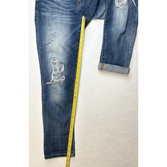 Judy Blue Jeans Womens 7/28 Blue Boyfriend Midrise Denim Distressed Medium Wash - Picture 10 of 12